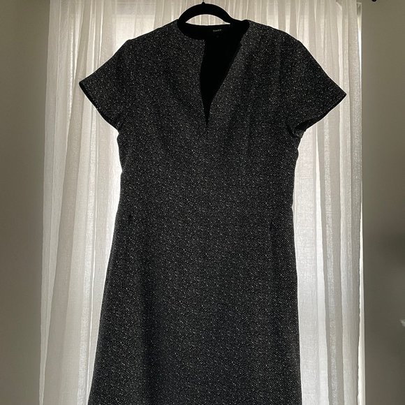 Theory Apalia Tweed Twill Print Crepe A-Line Dress - Picture 2 of 5